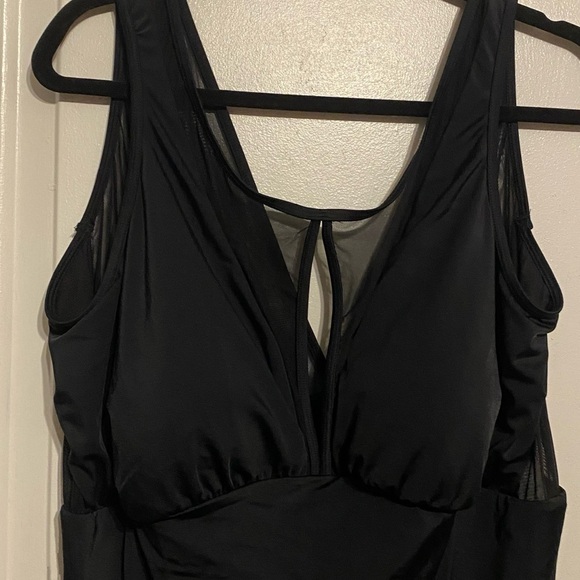 Time and Tru Black Asymmetrical Cut Out One Piece - Picture 2 of 4